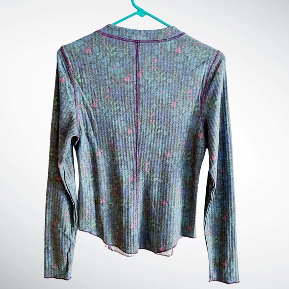 Natural Life Reagan Thermal Floral Henley *RUNS SMALL* Long Sleeves Snap Front - Picture 7 of 14